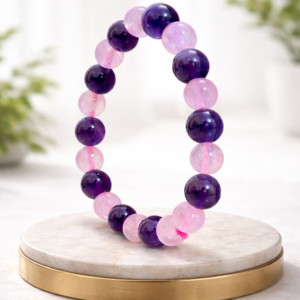 Amethyst and Rose Quartz Crystal Bracelet